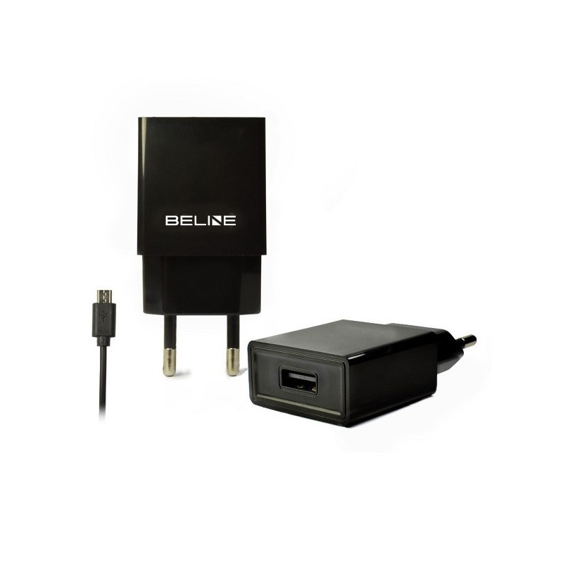 Ładowarka sieciowa Beline USB + microUSB 1A czarna