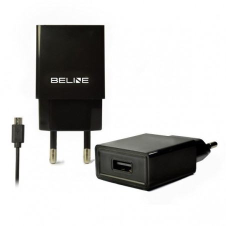 Ładowarka sieciowa Beline USB + microUSB 1A czarna