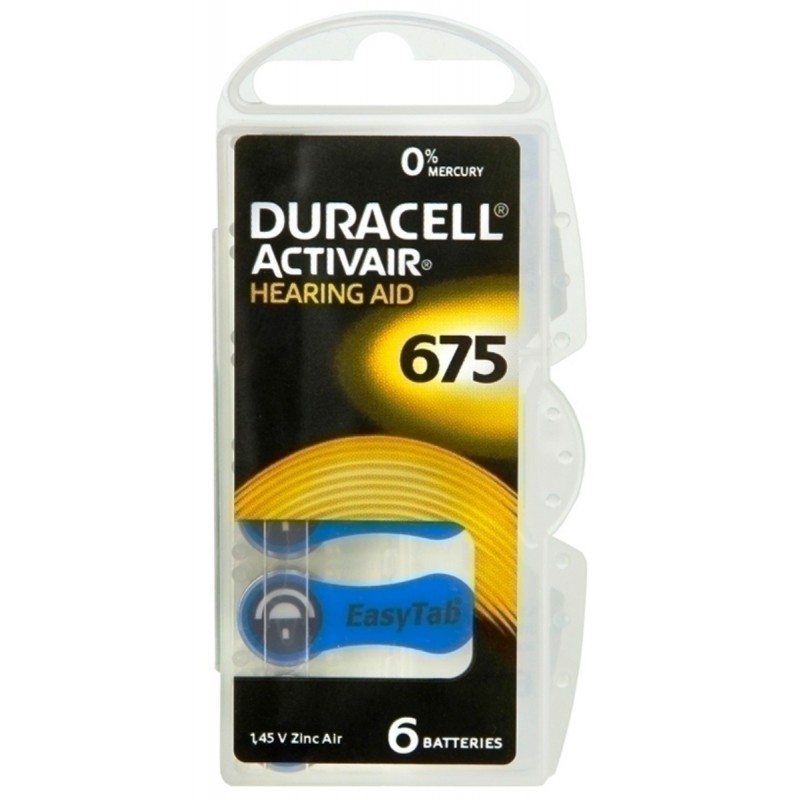 Duracell DA675 B6 Bateria słuchowa 1,4V Zinc-Air