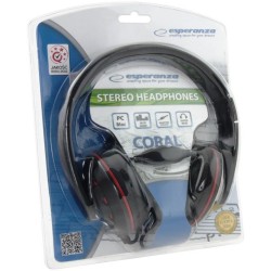 Esperanza EH144K CORAL słuchawki stereo z regulacją głośności.