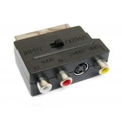 Adapter AV Euro na 3xCinch + S-VHS z włącznikiem In/Out