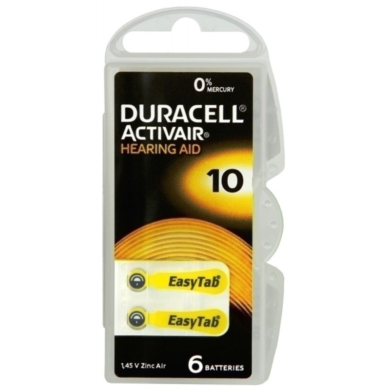 Duracell DA10 B6 Bateria słuchowa 1,4V Zinc-Air (6 sztuk, blister)