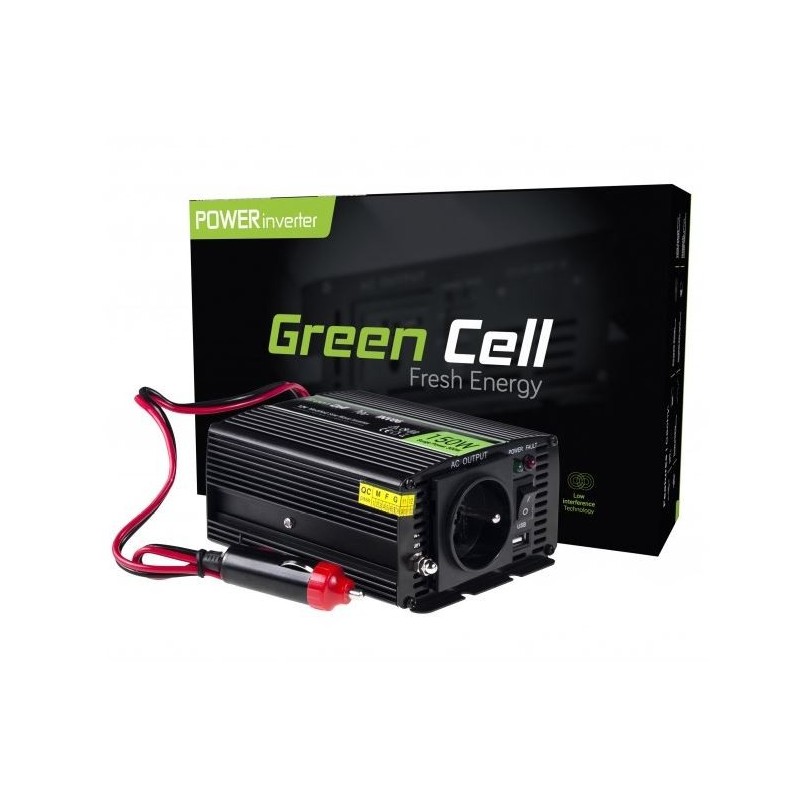Green Cell INV06 Przetwornica 12V/230V 150W/300W Mod sinus