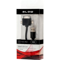 Kabel USB A - iPhone 11/iPh.4/microUSB Czarny