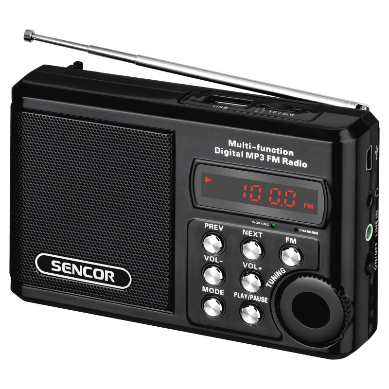 Sencor SRD 215 B Kieszonkowy odbiornik radiowy z MP3, USB, SD