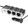 Rozdzielacz gniazda zapalniczki samochodowej x3 z kablem i USB, PY-CHR0010