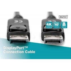 DisplayPort 1.2 Digitus Kabel połączeniowy z zatrzaskami Typ DP/DP M/M czarny 2m