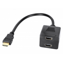 Adapter wtyk HDMI - 2x gniazdo HDMI kabel 20cm
