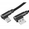 Kabel USB-USB C, Kątowy KK21P, czarny