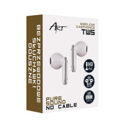 ART AP-TW-B4W TWS Słuchawki Bluetooth + stacja dokująca, białe
