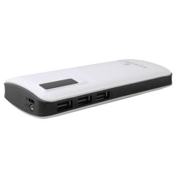 Power Bank 20000mAh LCD 3 x USB skóra biały